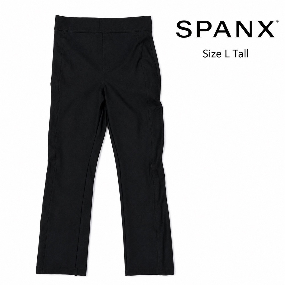 SPANX The Perfect Pant Womens L Tall Black Ponte Pull On Slim Straight Pants